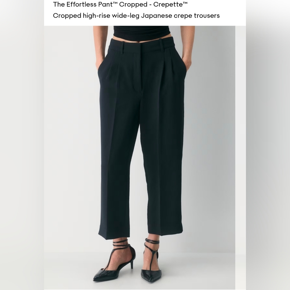 Aritzia Wilfred Effortless Black Cropped Crepe Trousers